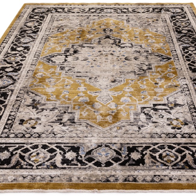 Large Distressed Persian Gold Rug - 290 x 200 cm - Medallion - Sovereign