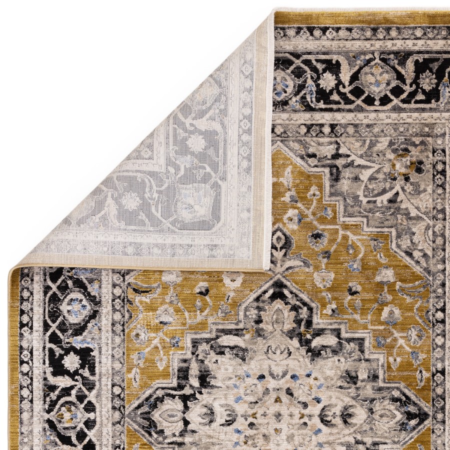 Distressed Persian Gold Rug - 166 x 120 cm - Medallion - Sovereign