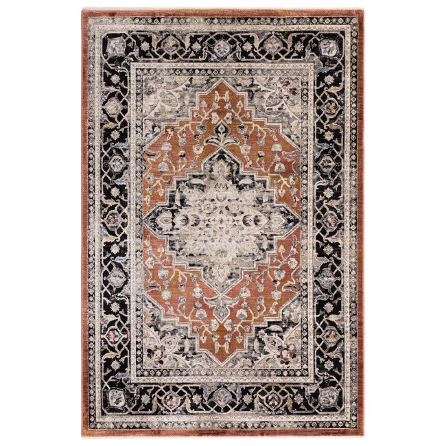 Large Distressed Persian Terracotta Rug - 290 x 200 cm - Medallion - Sovereign