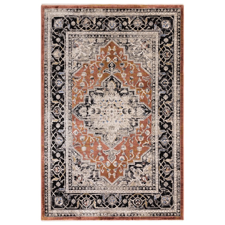 Distressed Persian Terracotta Rug - 166 x 120 cm - Medallion - Sovereign