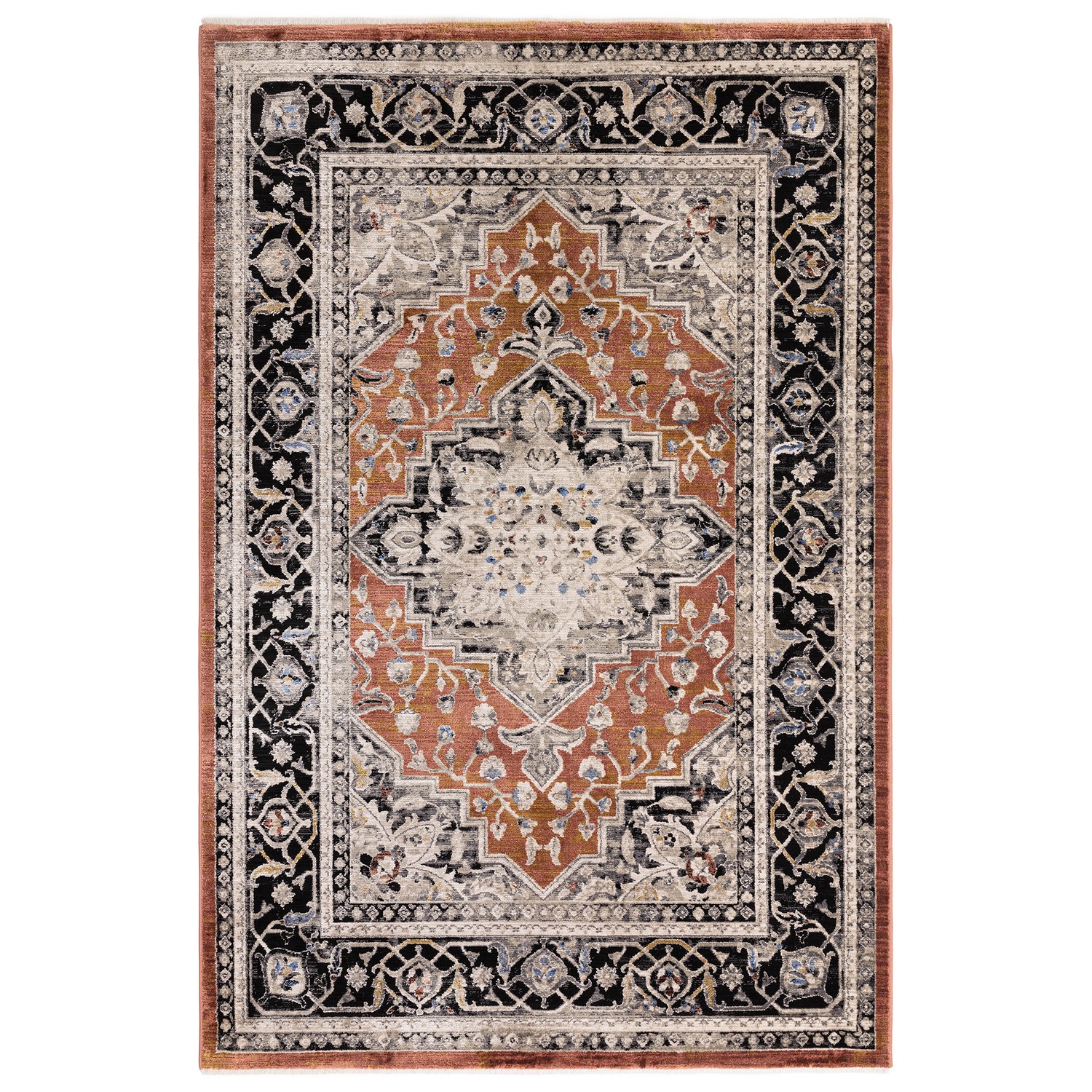 Asiatic Carpets Ltd. Orange Large Distressed Persian Terracotta Rug - 290 X 200 Cm - Medallion - Sovereign