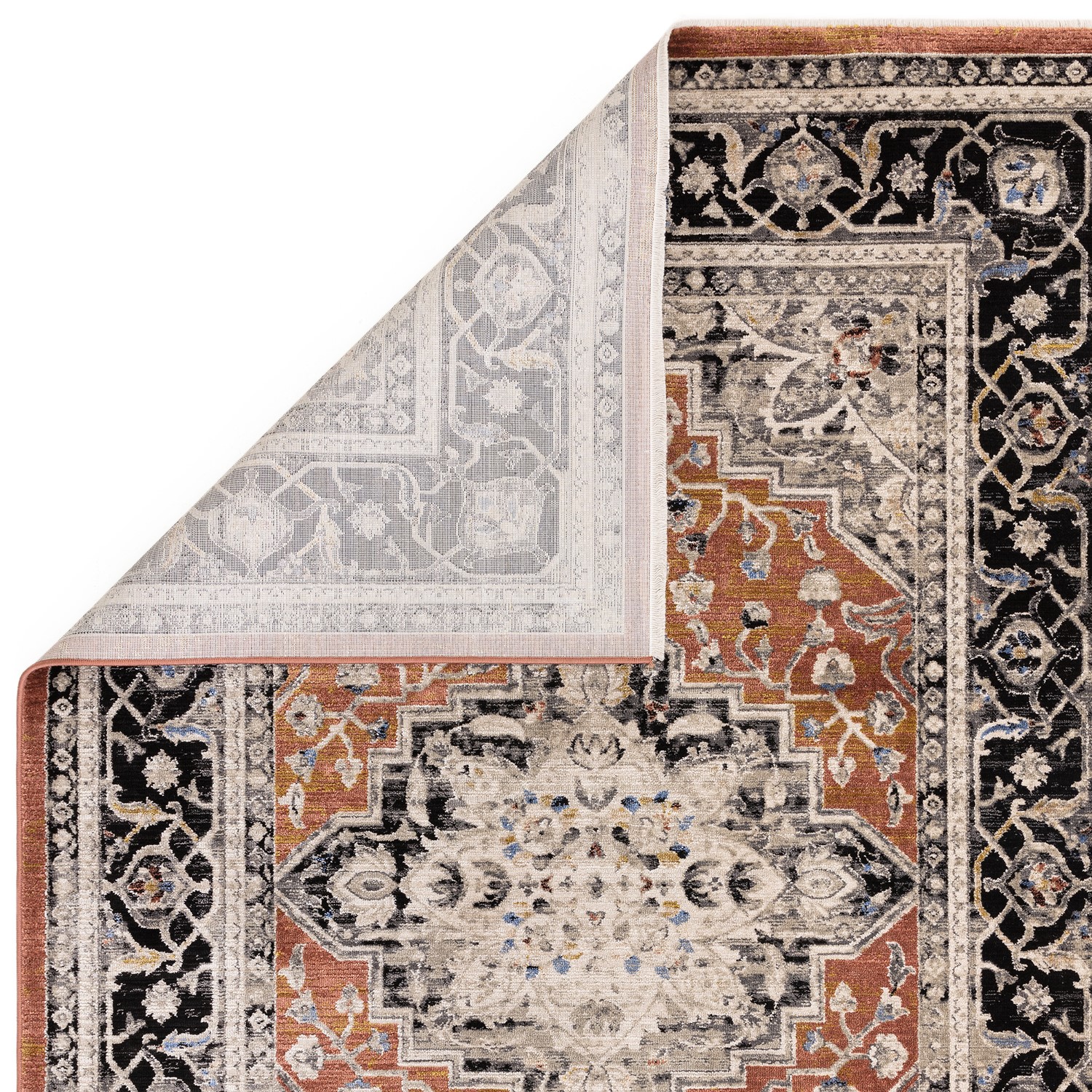 Distressed Persian Terracotta Rug - 166 x 120 cm - Medallion ...