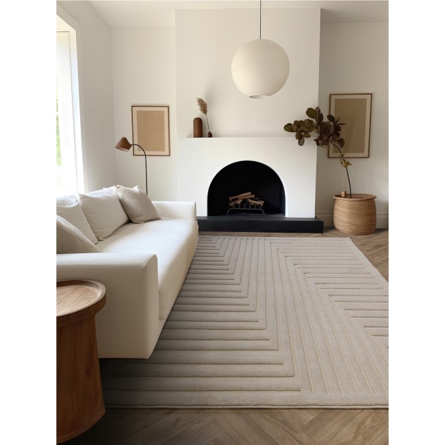 Large Geometric Ivory Rug - 290 x 200 cm - Connection - Valley