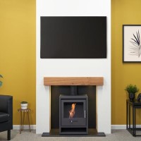 Acantha Pre-Built Stove Media Wall 1 with OKO S1 Bio Ethanol Stove in Charcoal Grey