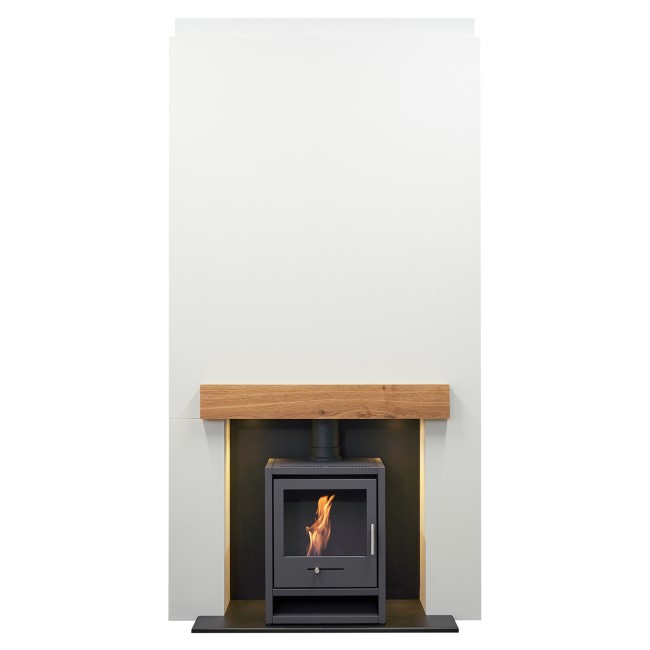 Acantha Pre-Built Stove Media Wall 1 with OKO S1 Bio Ethanol Stove in Charcoal Grey