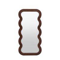 Large Wavy Brown Wood Mirror - Hasker - Caspian House