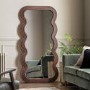 Large Wavy Brown Wood Mirror - Hasker - Caspian House