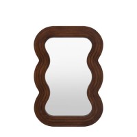 Small Wavy Brown Wood Mirror - Hasker - Caspian House