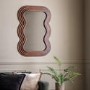 Small Wavy Brown Wood Mirror - Hasker - Caspian House