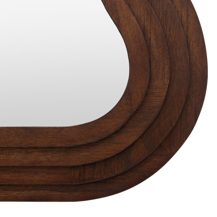 Small Wavy Brown Wood Mirror - Hasker - Caspian House