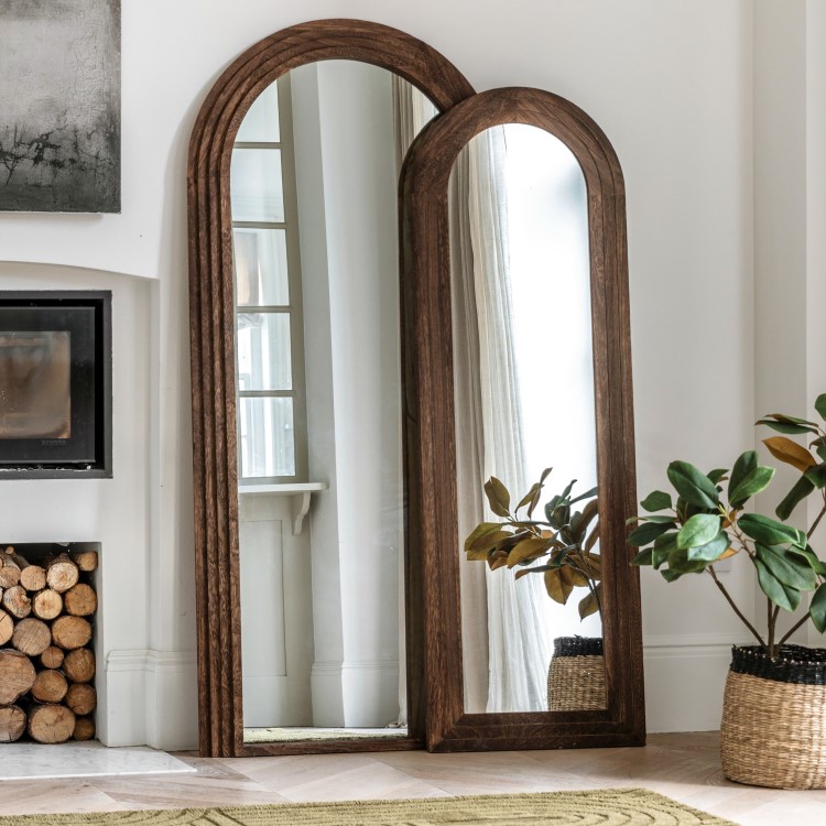 Arched Dark Wood Mirror - Hoxton - Caspian House