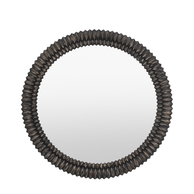 Black Wash Round Wooden Mirror - Pimlico - Caspian House