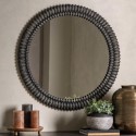 FOL106081 Black Wash Round Wooden Mirror - Pimlico - Caspian House