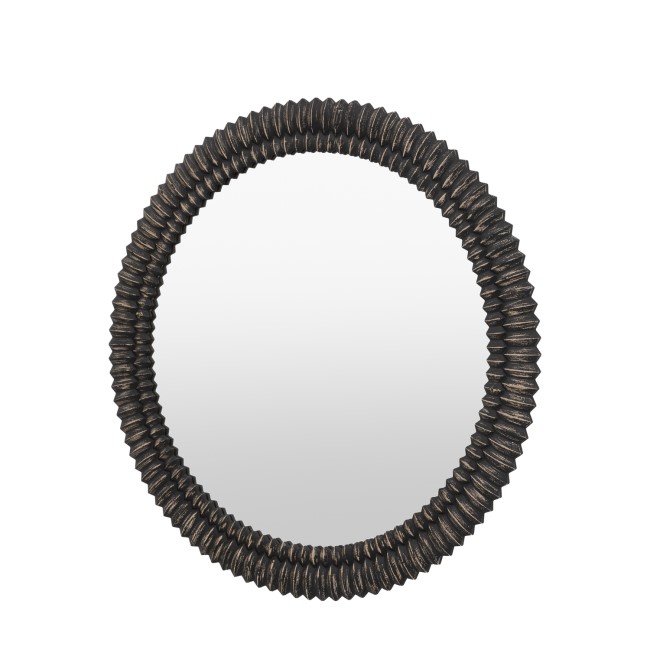 Black Wash Round Wooden Mirror - Pimlico - Caspian House