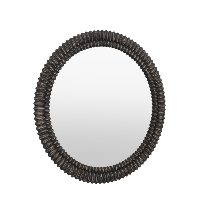 Black Wash Round Wooden Mirror - Pimlico - Caspian House