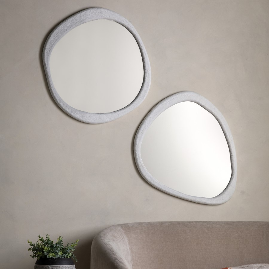 Round Concrete Effect Framed Mirror - Como - Caspian House