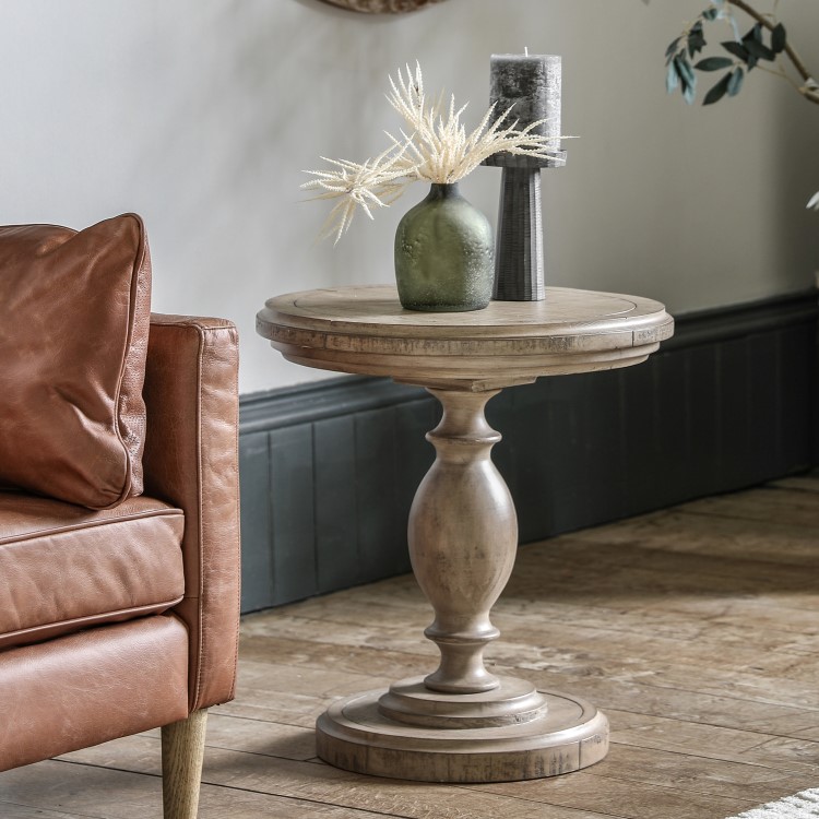 Rustic Round Side Table - Vancouver - Caspian House