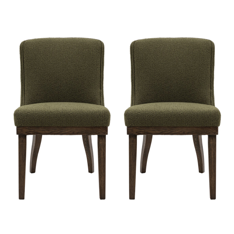 Set of 2 Fully Upholstered Green Chairs - Kelvedon - Caspian House