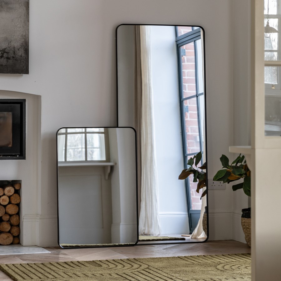 Black Metal Framed Leaner Mirror - Holworth - Caspian House