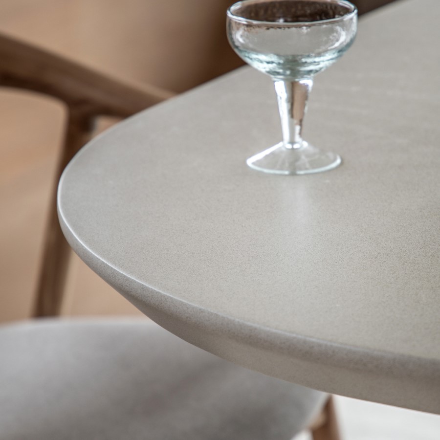 Stone Effect Oval Dining Table - Seats 6 - Pedra - Caspian House