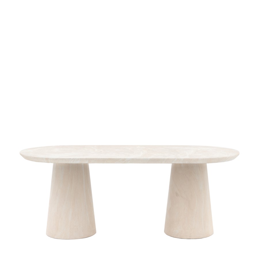 Travertine Oval Dining Table - Seats 6 - Pedra - Caspan House