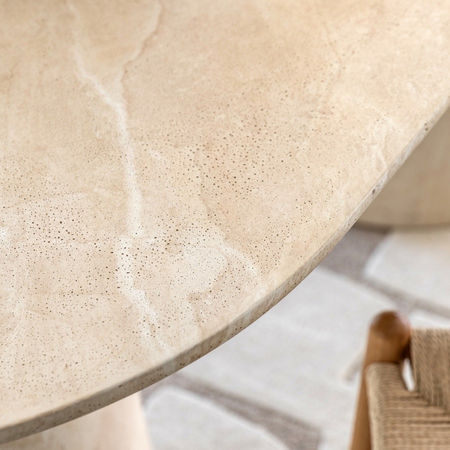 Travertine Oval Dining Table - Seats 6 - Pedra - Caspan House