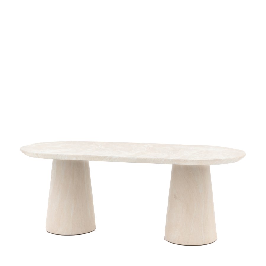 Travertine Oval Dining Table - Seats 6 - Pedra - Caspan House