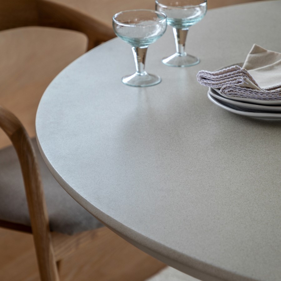 Stone Effect Round Dining Table - Seats 4 - Pedra - Caspian House 