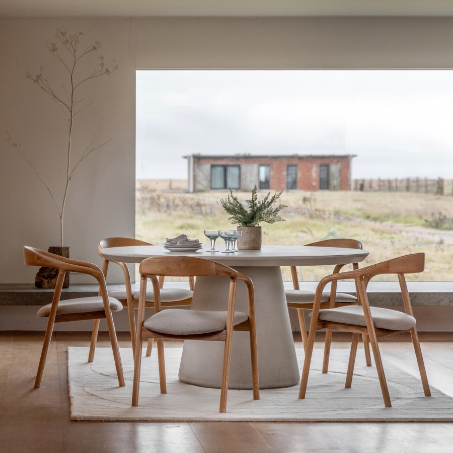 Stone Effect Round Dining Table - Seats 4 - Pedra - Caspian House