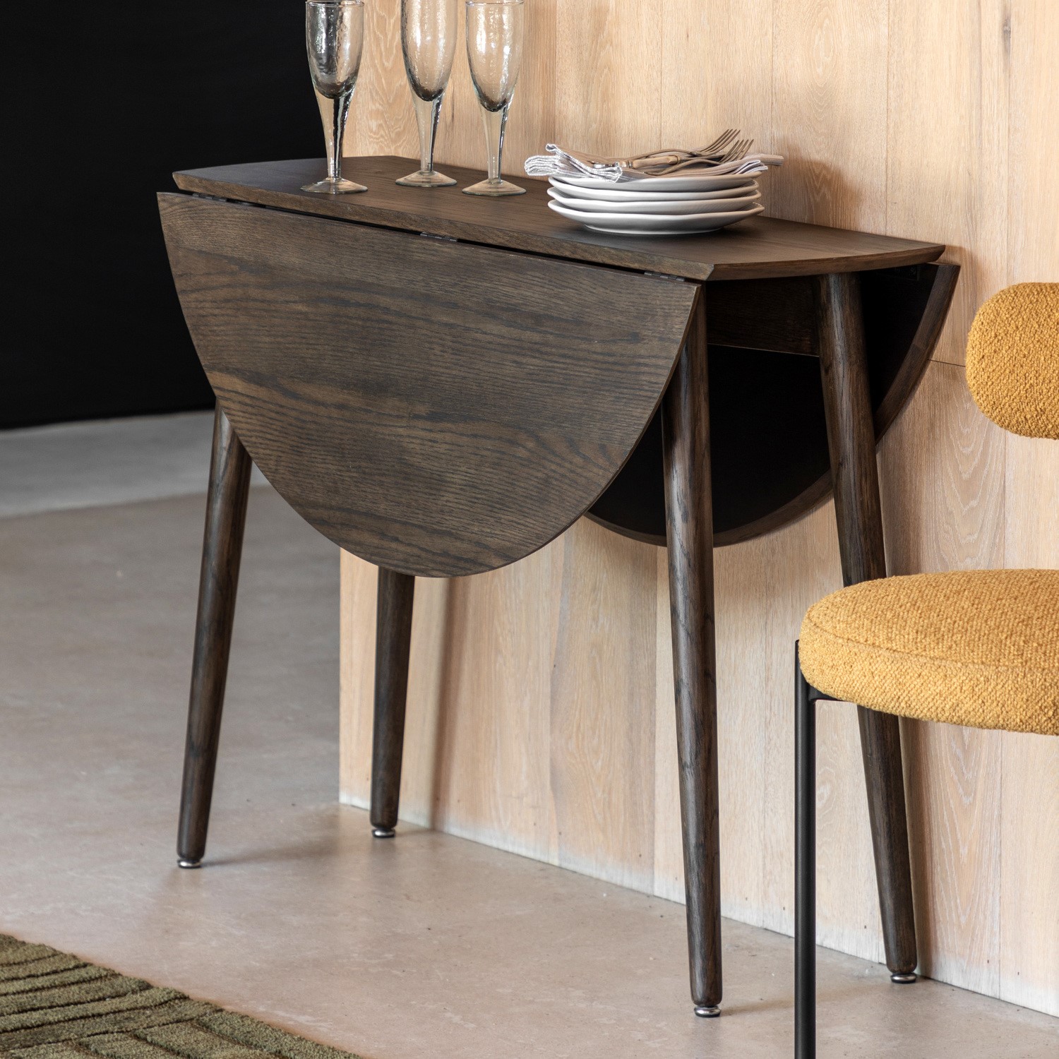 Smoked Oak Folding Dining Table - Siya- Caspian House - Furniture123