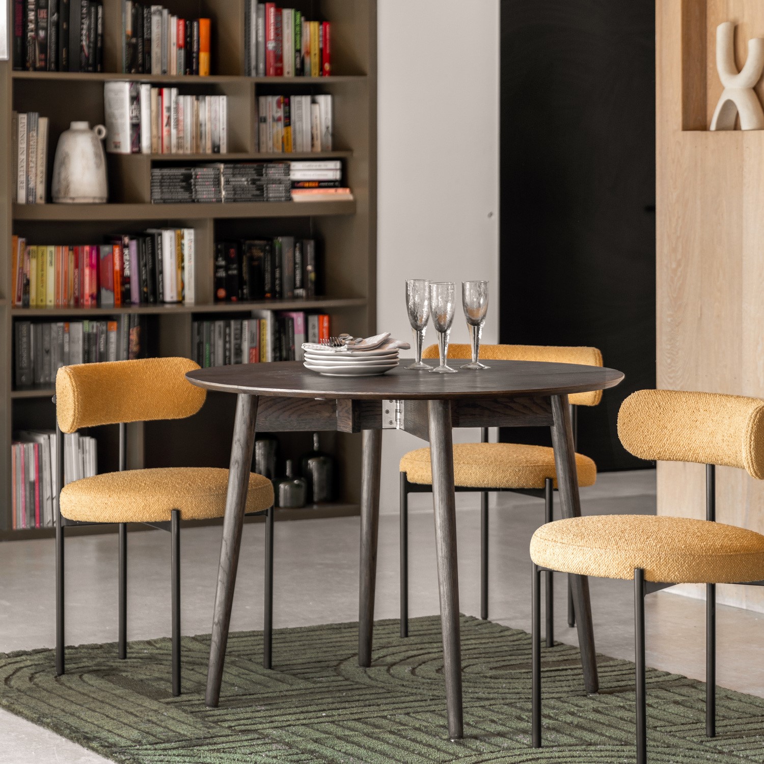 Smoked Oak Folding Dining Table - Siya- Caspian House - Furniture123