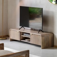 Large Mango Wood TV Stand with Storage - TV's up to 65" - Colonna - Caspian House