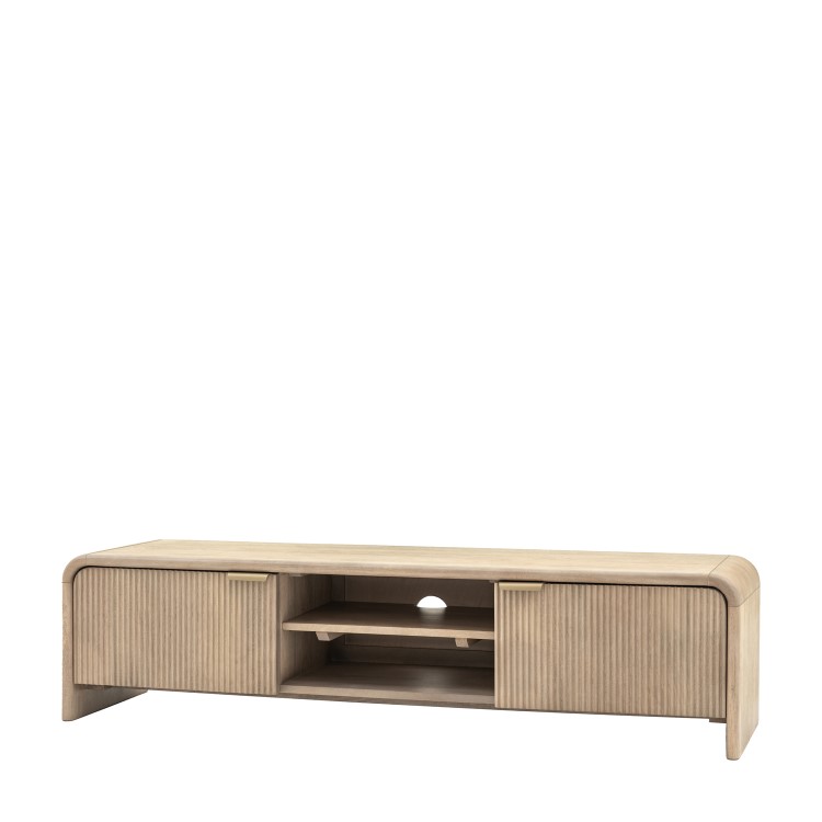 Large Mango Wood TV Stand with Storage - TV's up to 65" - Colonna - Caspian House