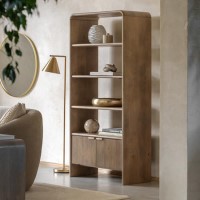 Mango Wood Bookcase with 2 Doors - Colonna - Caspian House