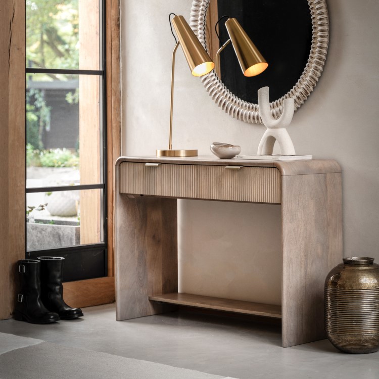 Mango Wood 2 Drawer Console Table - Colonna -  Caspian House