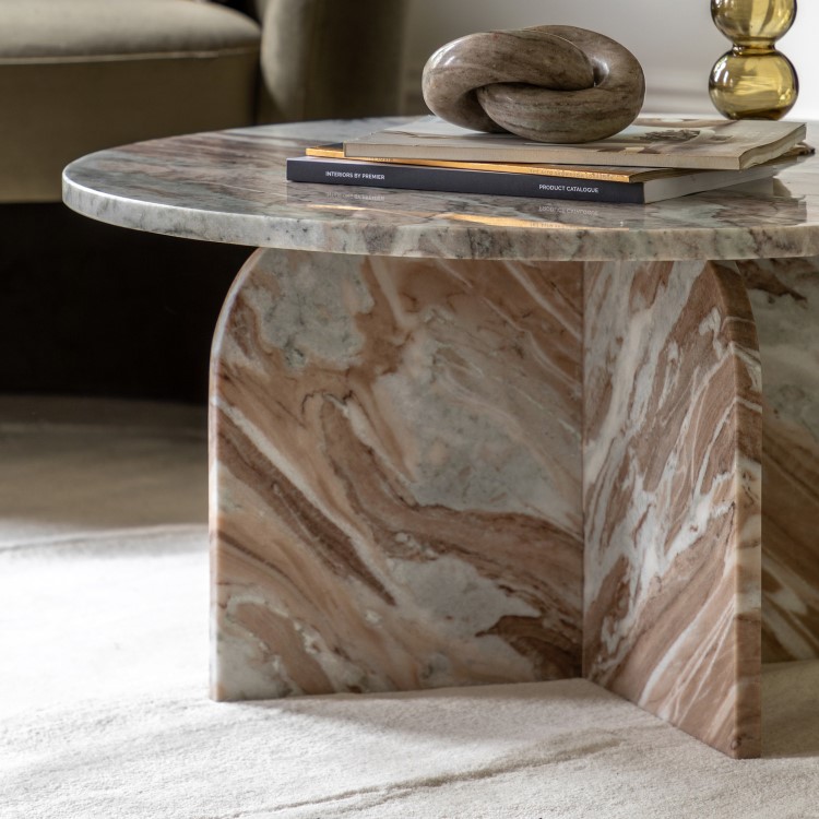 Solid Marble Neutral Coffee Table - Amalfi -  Caspian Hosue 