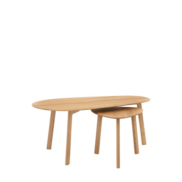 Solid Oak Nest of 2 Coffee Tables - Madrid - Caspian House