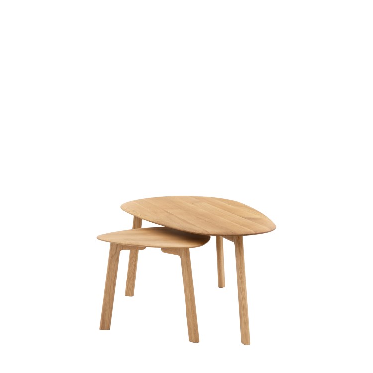 Solid Oak Nest of 2 Coffee Tables - Madrid - Caspian House