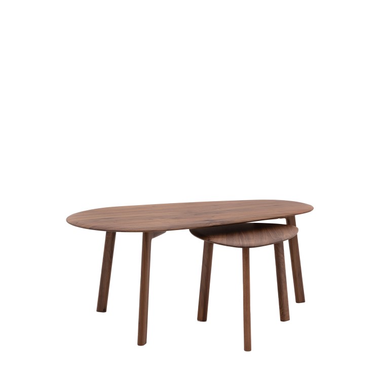 Walnut Organic Shaped Nest of 2 Coffee Tables - Madrid - Caspian House