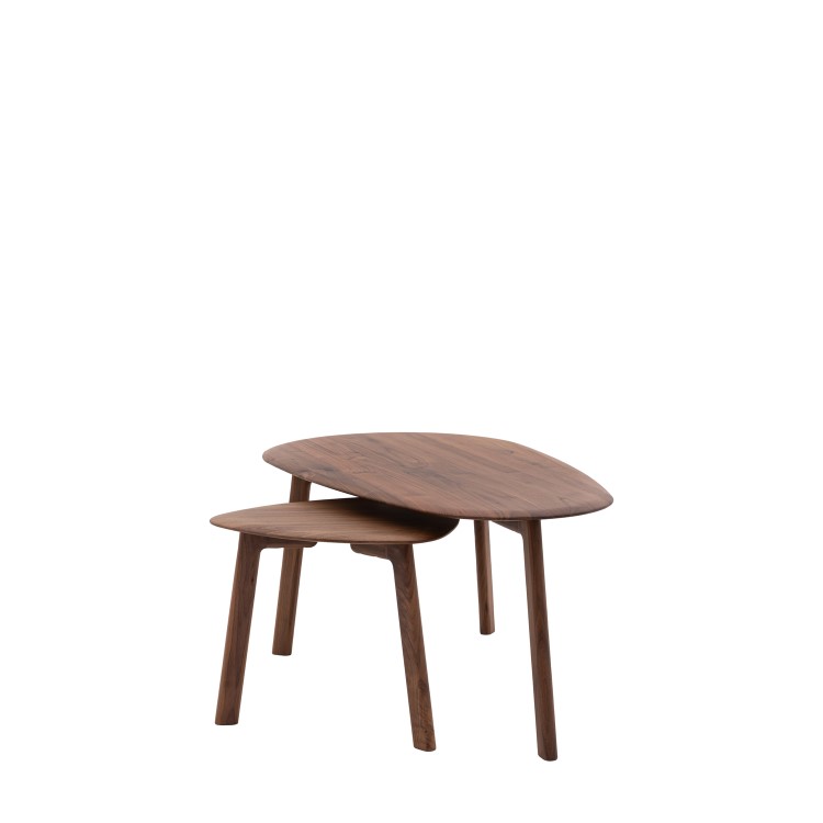 Walnut Organic Shaped Nest of 2 Coffee Tables - Madrid - Caspian House