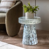 Textured Glass White Side Table - Murano - Caspian Hosue