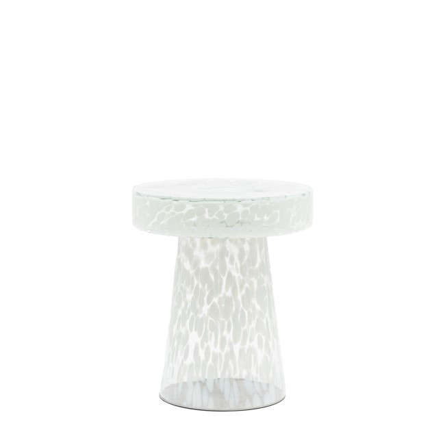 Textured Glass White Side Table - Murano - Caspian Hosue