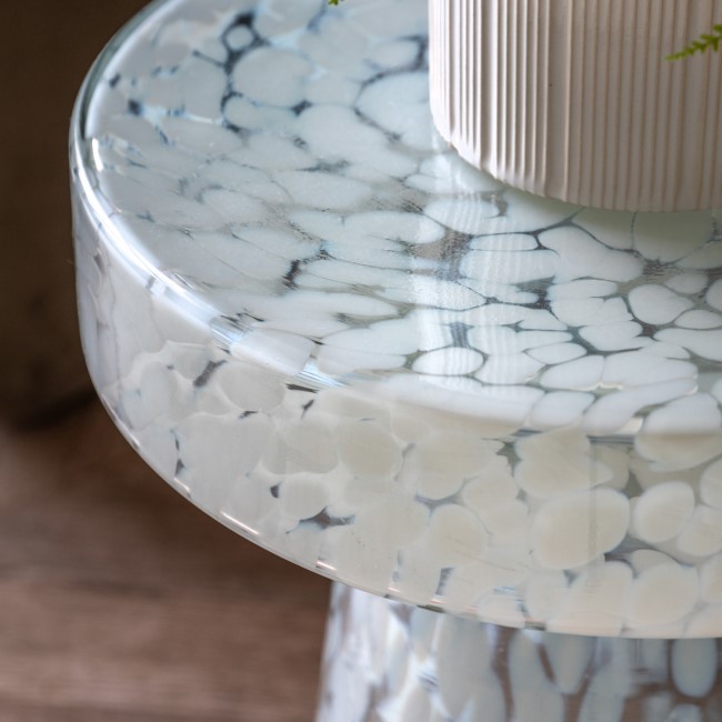 Textured Glass White Side Table - Murano - Caspian Hosue