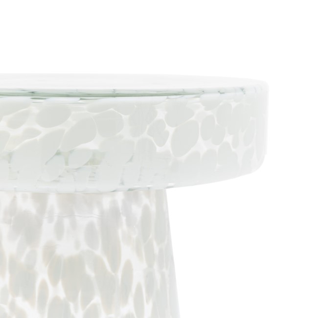 Textured Glass White Side Table - Murano - Caspian Hosue