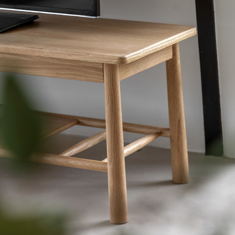 Large Solid Oak TV Stand with Shelf - TV's up to 65" - Wycombe - Caspian House