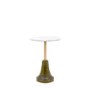 Round Marble and Green Glass Base Side Table - Bilbao - Caspian House