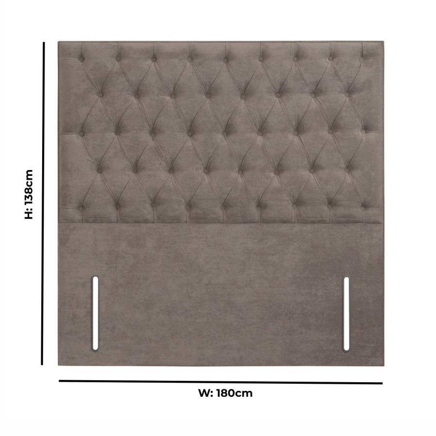 Kensington Beige Fabric Super King Chesterfield Headboard - Langston