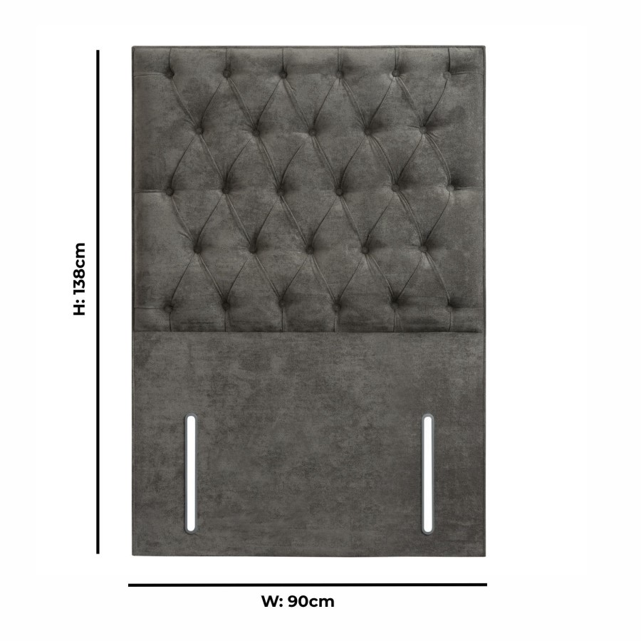 Grey Fabric Single Chesterfield Headboard - Langston