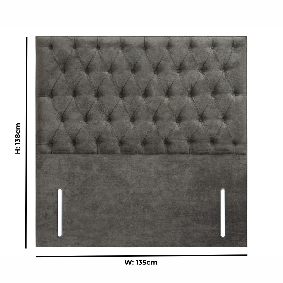 Kensington Grey Fabric Double Chesterfield Headboard - Langston