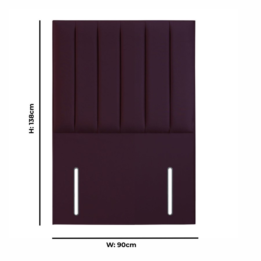 Velvet Burgundy Single Headboard with Vertical Stripe - Langston